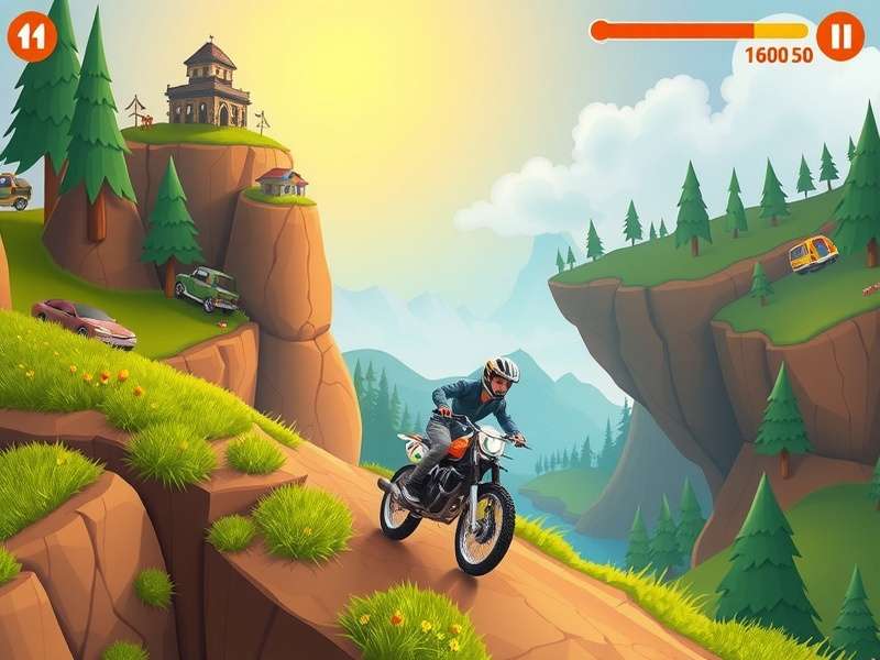 Hill Climb Racing 2 ऑरिजिनल साउंडट्रैक के बैकग्राउंड में गेम का एक दृश्य