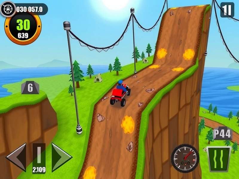 Hill Climb Racing Gameplay - बिली नामक किरदार Jeep में पहाड़ी रास्ते पर दौड़ रहा है