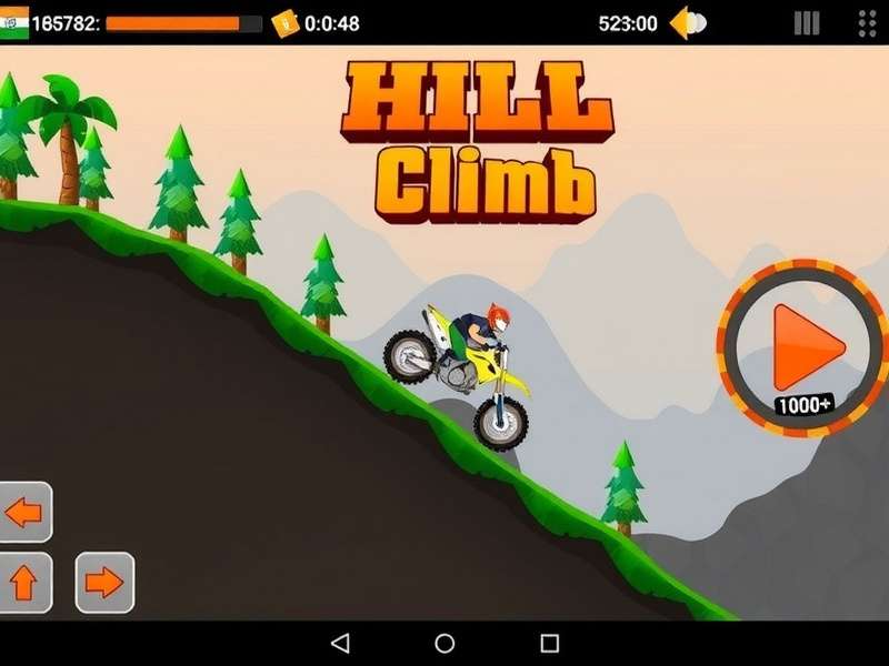 Hill Climb Racing gameplay screenshot showing a car on a hill
