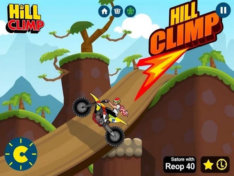 Hill Climb Racing गेमप्ले स्क्रीनशॉट - एक कार पहाड़ी पर चढ़ रही है