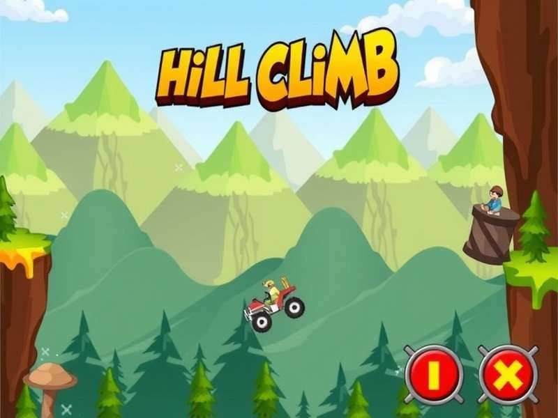 Hill Climb Racing gameplay screenshot showing a vehicle on a hilly track
