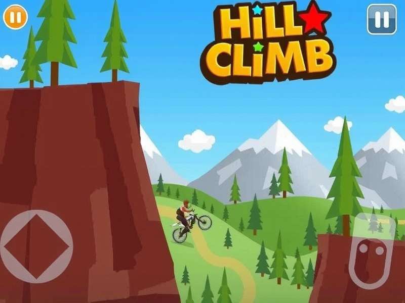 Hill Climb Racing gameplay screenshot showing a car on a steep hill
