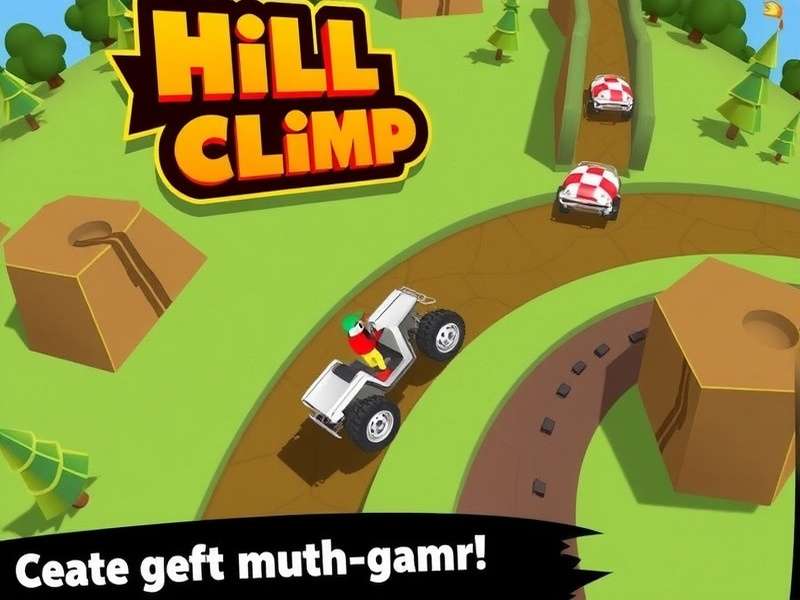 Hill Climb Racing gameplay showing multiple vehicles on different terrains