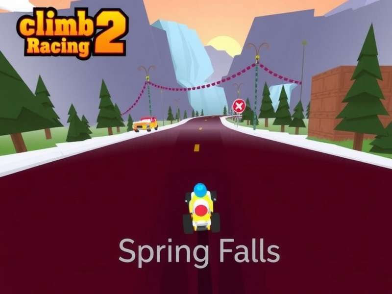 Hill Climb Racing 2 Spring Falls soundtrack visual with musical notes and in-game landscape