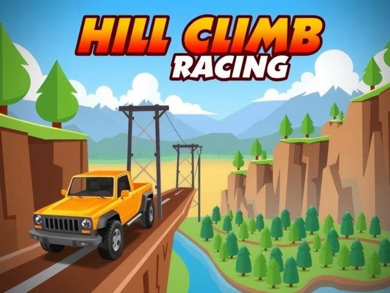 Hill Climb Racing gameplay showing multiple vehicles on different terrains