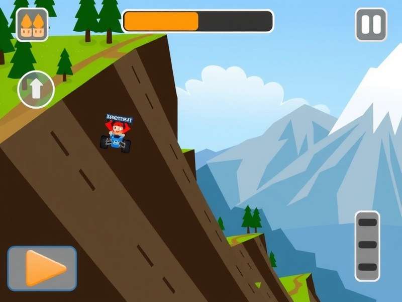 Hill Climb Racing vehicle on a long mountain track