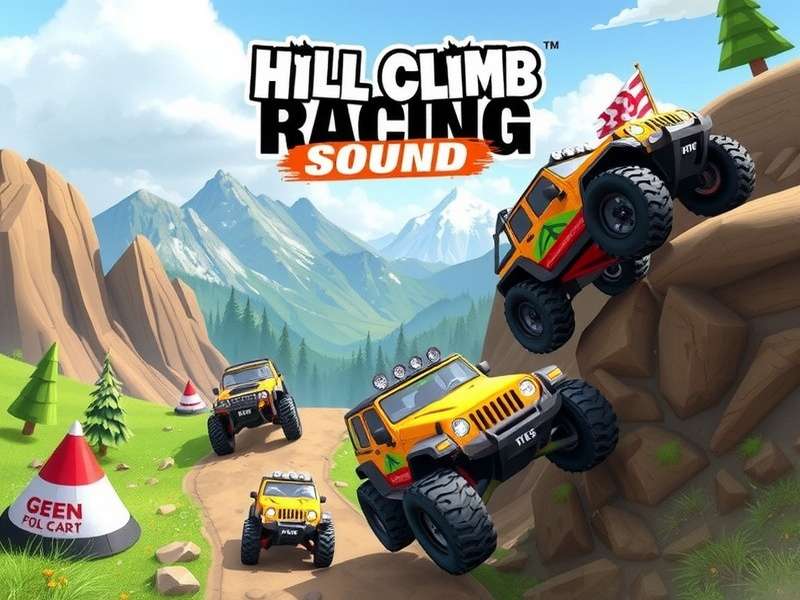 Hill Climb Racing gameplay with musical notes overlay