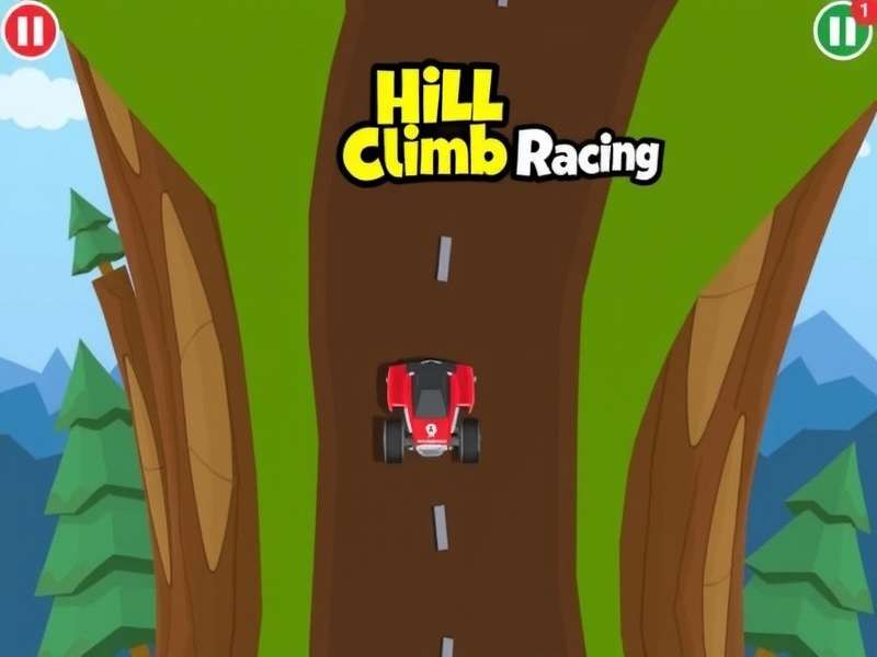Hill Climb Racing gameplay screenshot showing a vehicle climbing a steep hill
