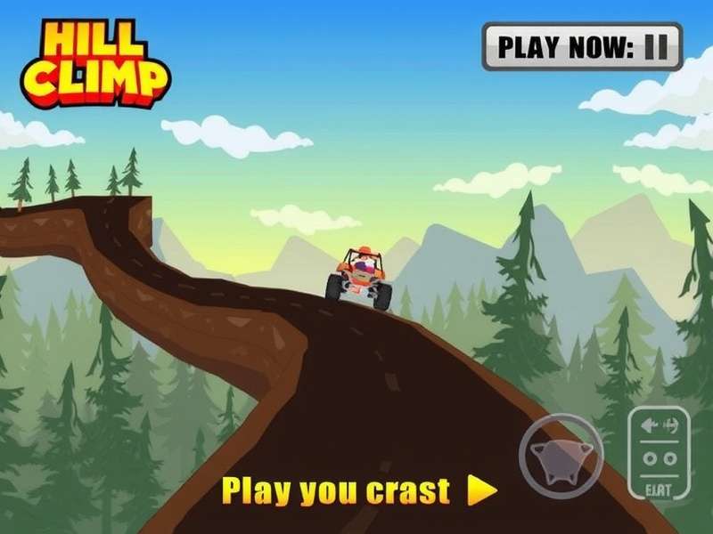 Hill Climb Racing game scene featuring a vehicle on a steep hill