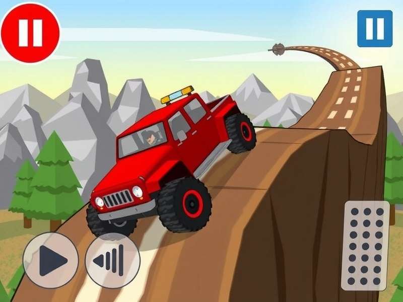 Hill Climb Racing 1 Online Play — screenshot of a jeep conquering a steep hill at sunset