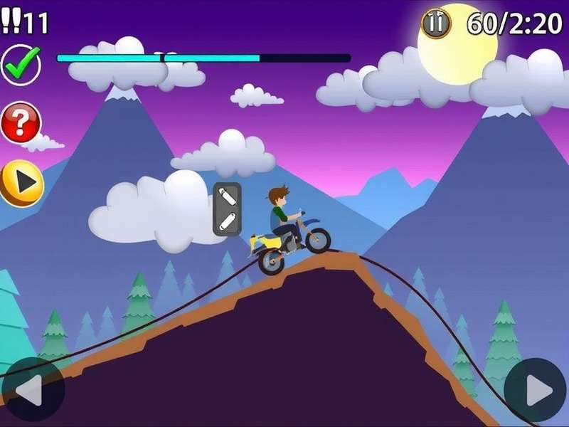 Hill Climb Racing vehicles driving across rugged mountain terrain in the hill climbing game