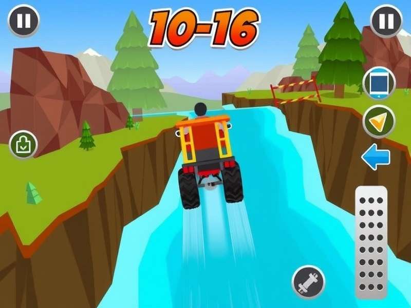 Hill Climb Racing gameplay showing a jeep climbing a steep hill with tips overlay