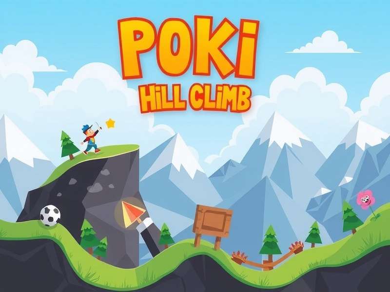 Poki Hill Climb gameplay showing a jeep climbing a steep mountain trail with boost effects