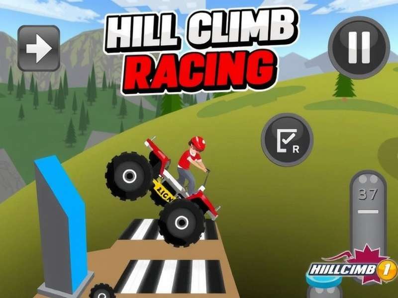 Hill Climb Racing game cover showing off-road vehicle on mountain terrain