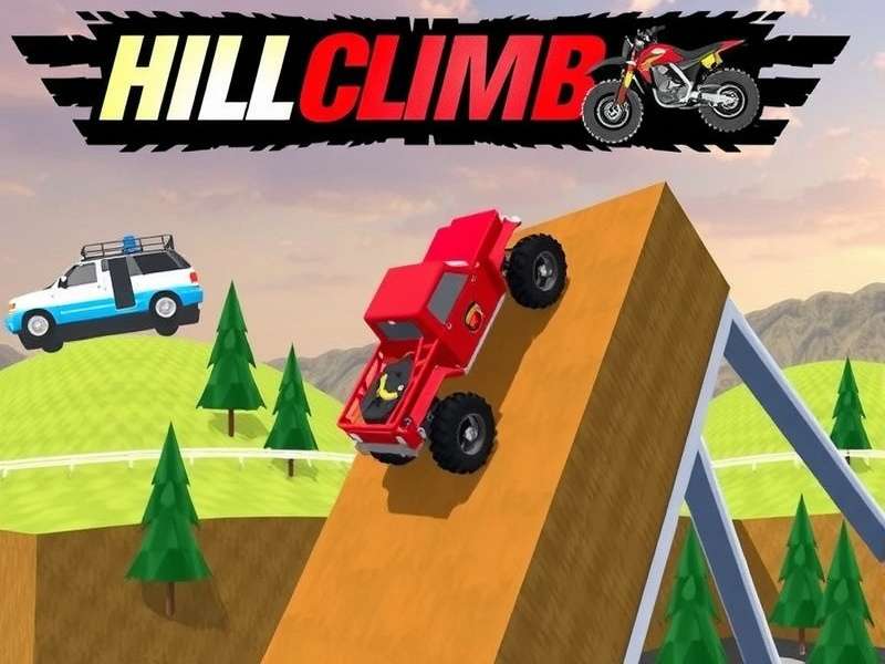 Hill Climb Racing PC gameplay with multiple vehicles on a hill track